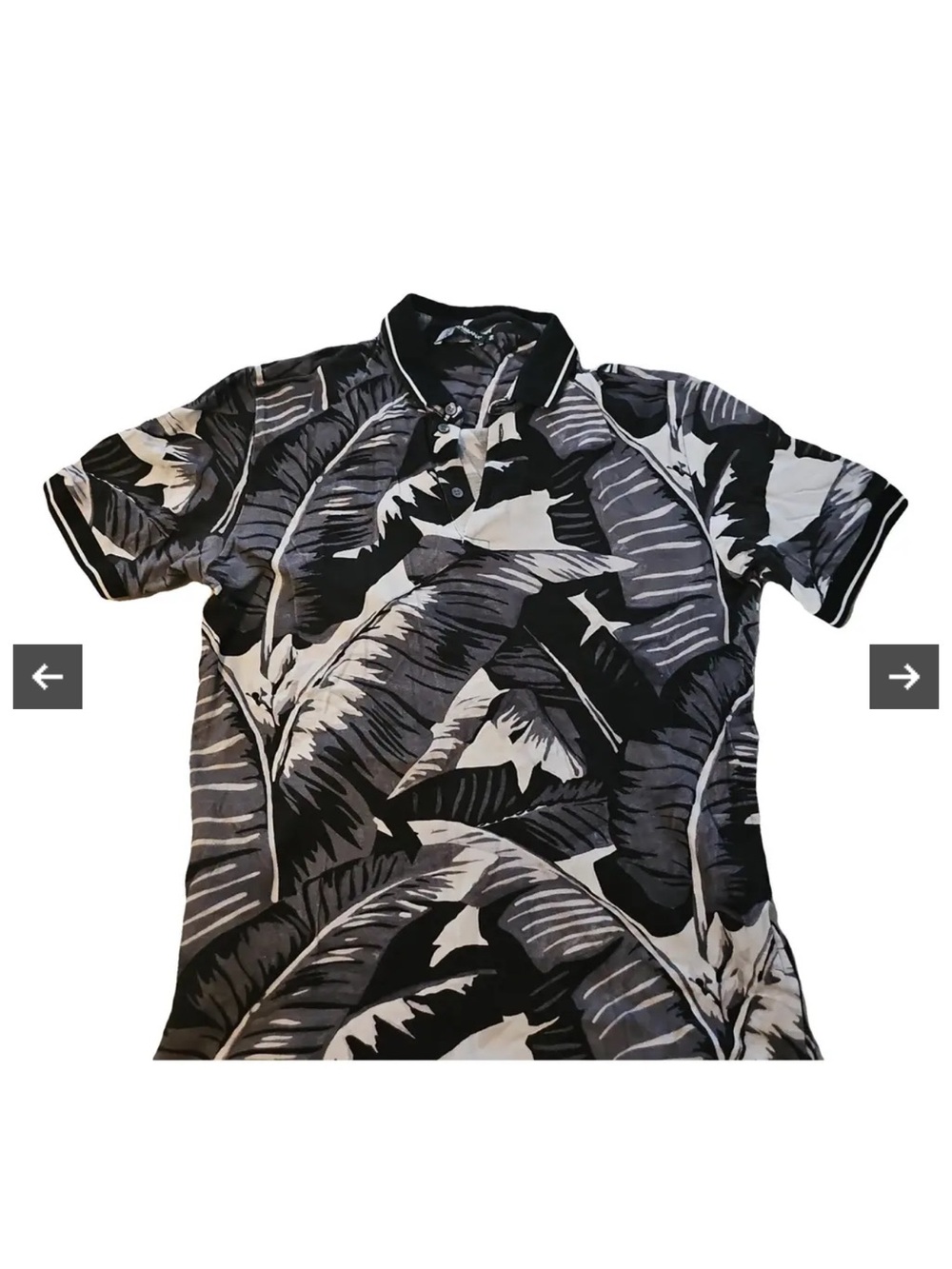 Dolce & Gabbana Black and White Tropical Print Polo
